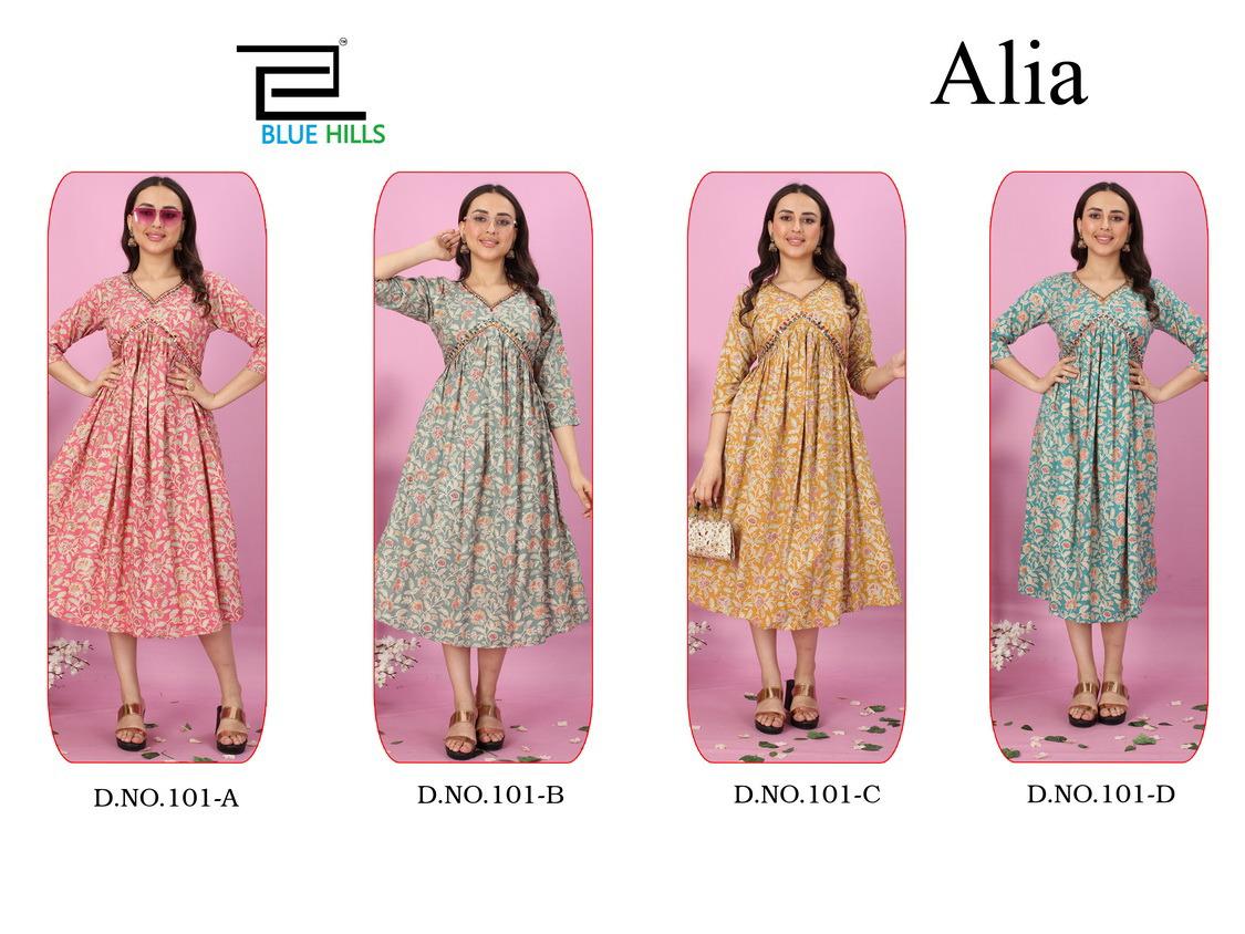 Alia By Blue Hills Designer Kurtis Catalog
